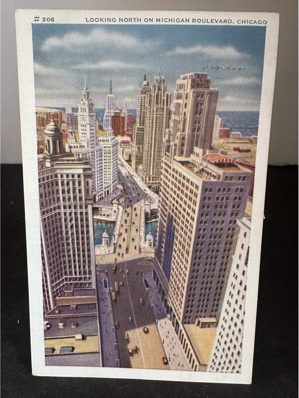 Vintage 1935 Chicago Michigan Boulevard Postcard 1¢ Franklin Stamp Max Rigot